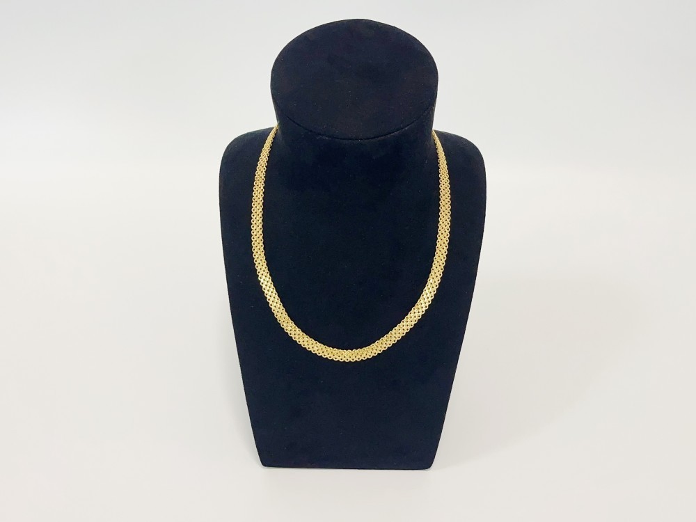 Solid 18K Yellow Gold Vintage Multi Layer Wide Necklace Chain 8mm 24in men/women