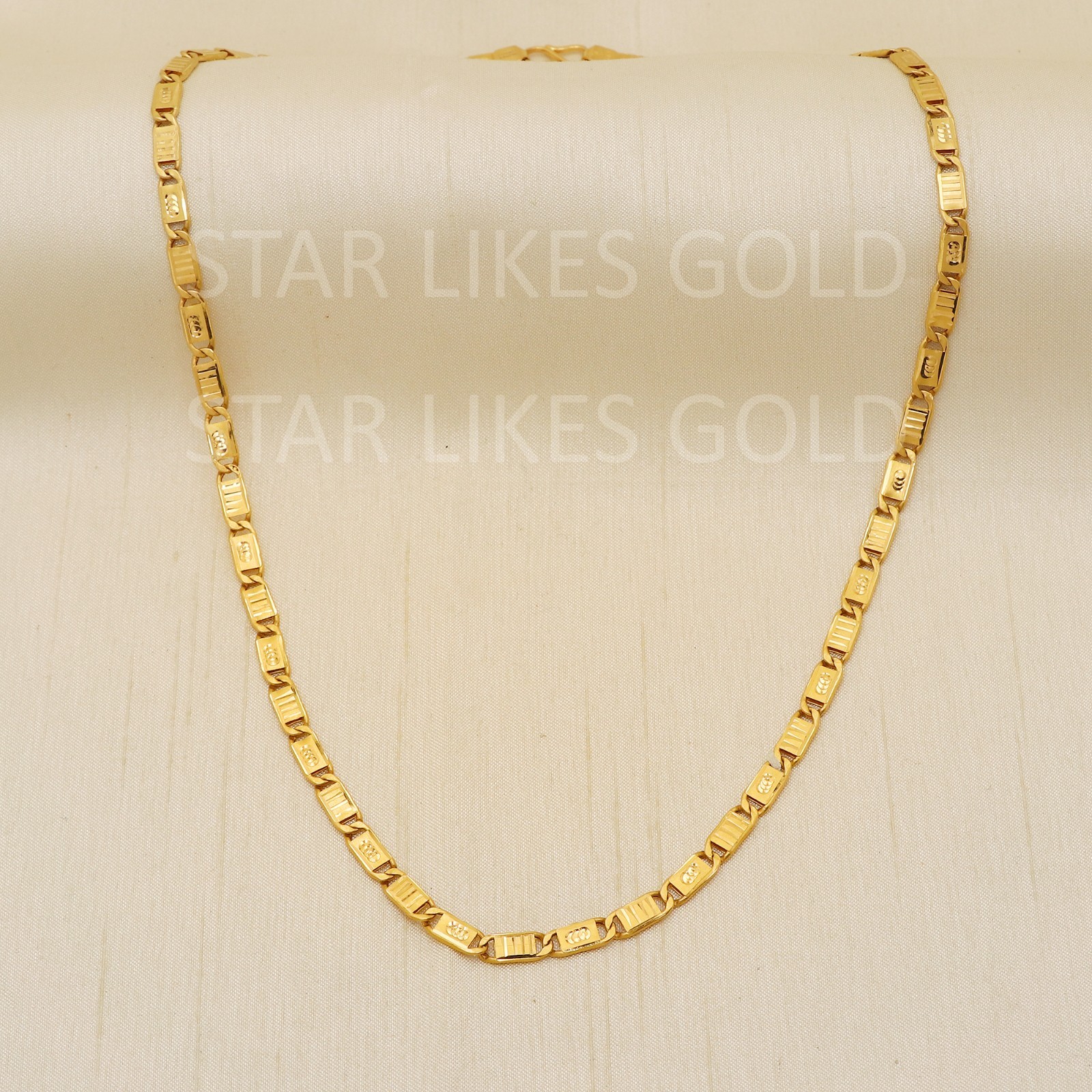 22K Yellow Gold Diamond Cut Machine Chain 20.25″ 12.07g 4.5mm Textured Link 916