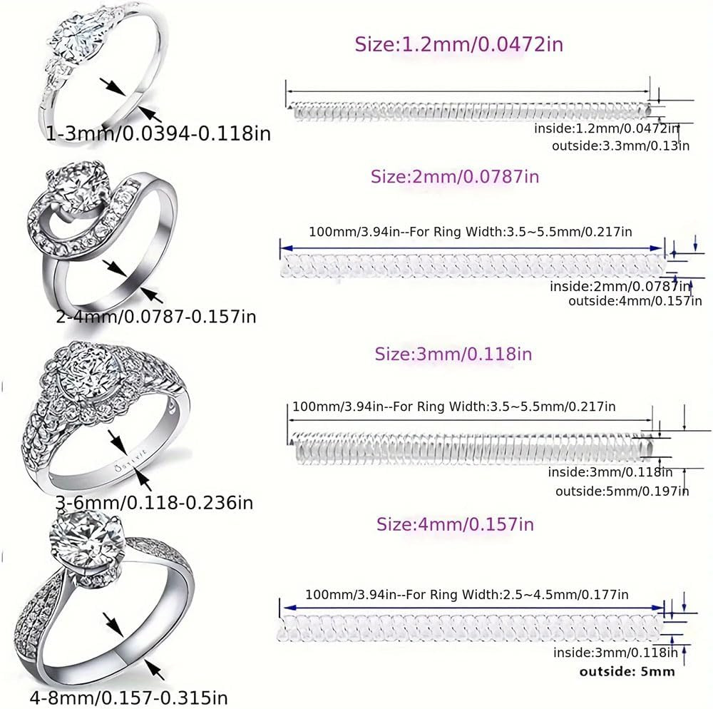 12 Pack Ring Sizer Adjuster with Polishing Cloth Universal Resizing Ring Guards