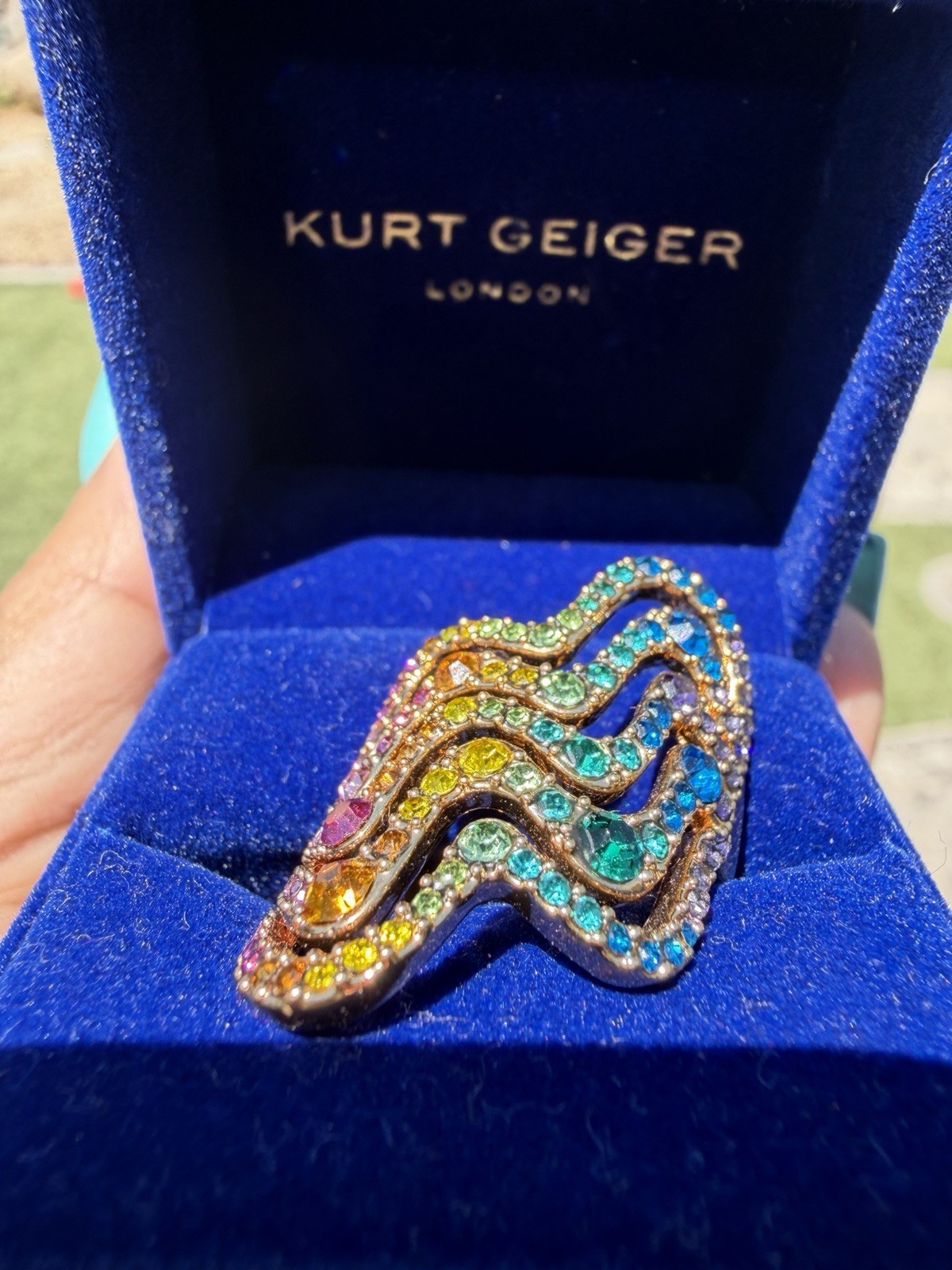 Kurt Geiger Rainbow Wave Cocktail Ring Size 7