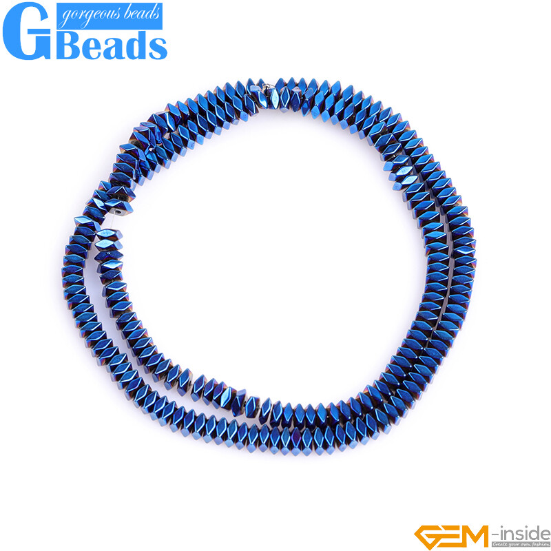 Assorted Shapes Blue Metallic Coated Hematite Reflection Beads Free Shipping 15″