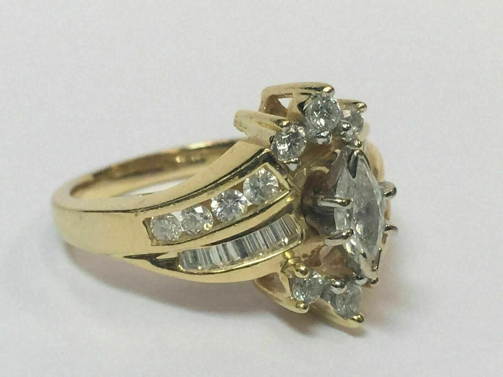 2Ct Marquise Cut Simulated Diamond Cluster Wedding Ring 14K Yellow Gold Plated