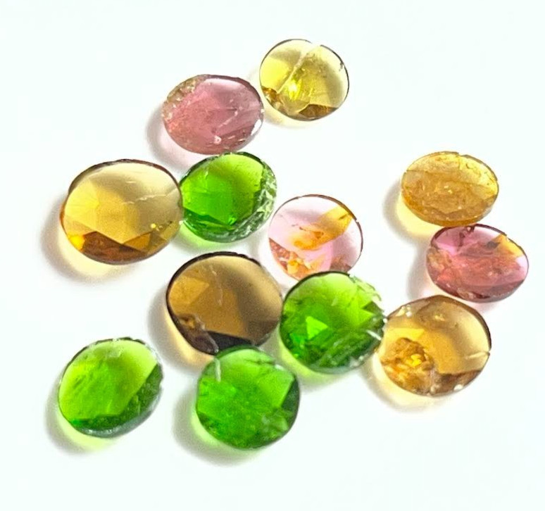 MULTI TOURMALINE LOOSE GEMSTONE 6 TO 7 MM ROUND ROSECUT 12 PEICES 6.80 CARATS