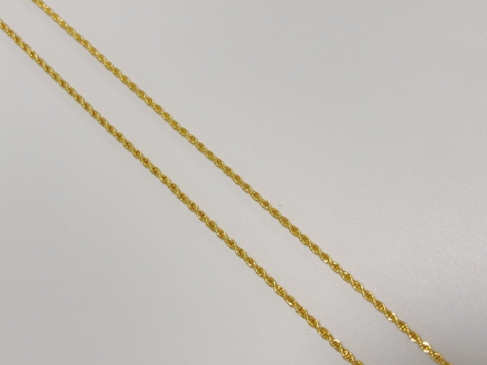 18K Yellow Gold Solid 2.5mm-4mm Rope Diamond Cut Chain Italian Necklace 18″- 24″