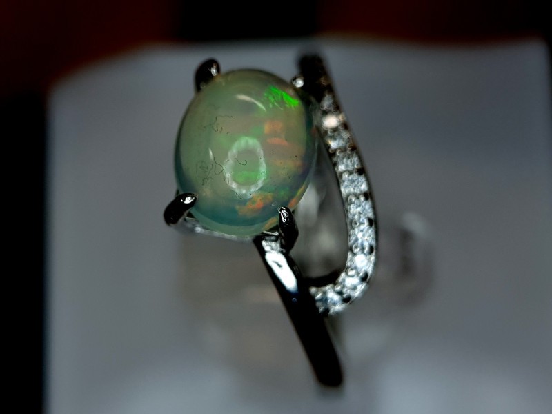 3.01Grams Natural Multi Fire Opal Silver Ring 925 Sterling Silver Ring