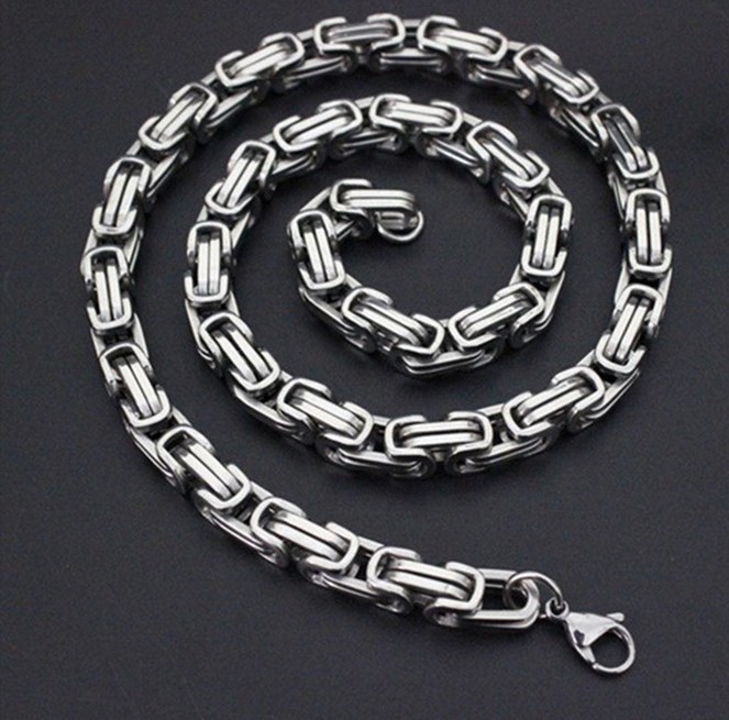 8MM Men Boy Chain Byzantine Box Link Silver Gold Stainless Steel Necklace 20″ ST