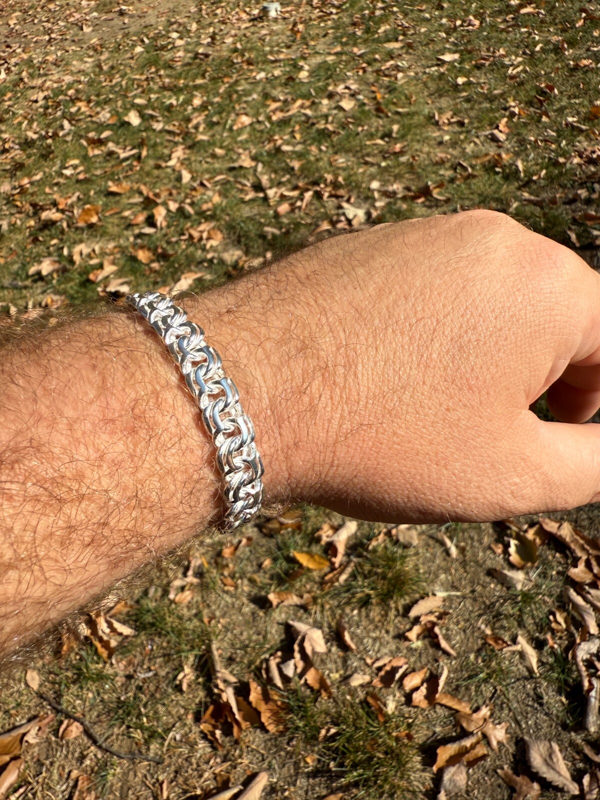 Real 925 Sterling Silver Handmade 9mm Bismark Garibaldi Chino Bracelet Mens