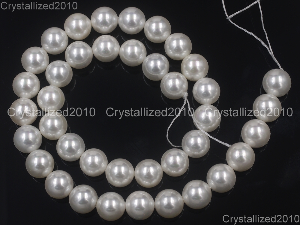 Natural White Oyster Shell Pearls Round Beads 5mm 6mm 8mm 10mm 12mm 14mm 15.5″