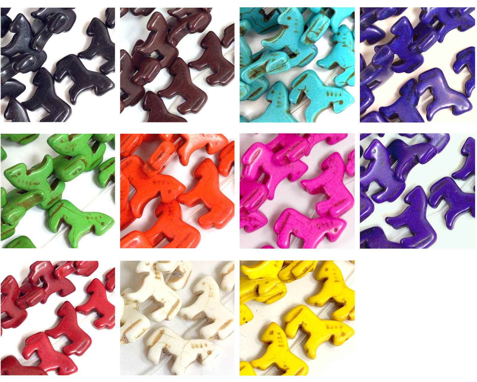 Howlite Zuni Horse Bead Magnesite Turquoise Loose Beads 24pcs Horse Pendant