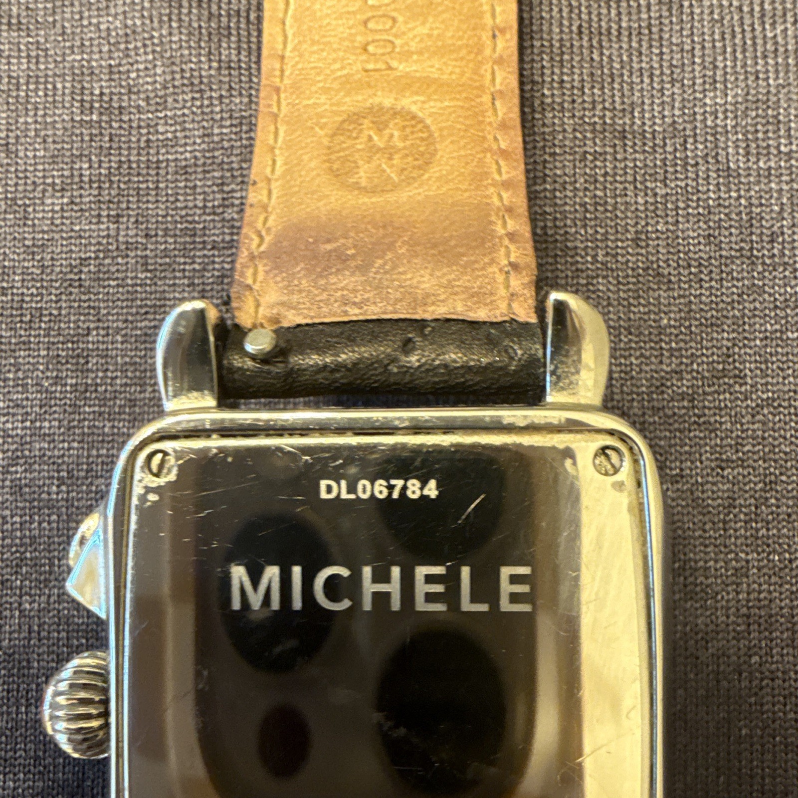 MICHELE Deco Swiss Quartz Chronograph Date/Day Square 33mm Black Dial