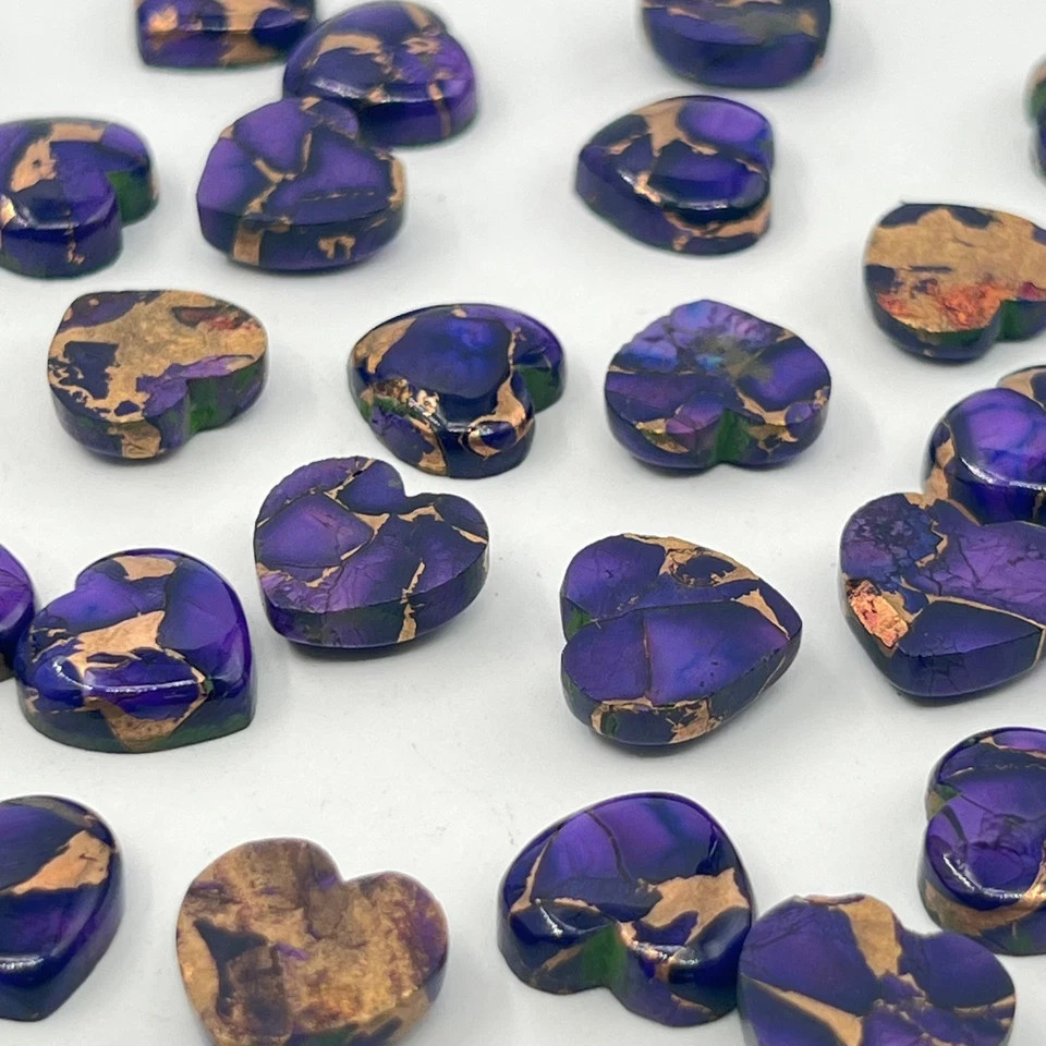 AAA+ Purple Rose Copper Turquoise Cabochon Heart Shape Loose Gemstone