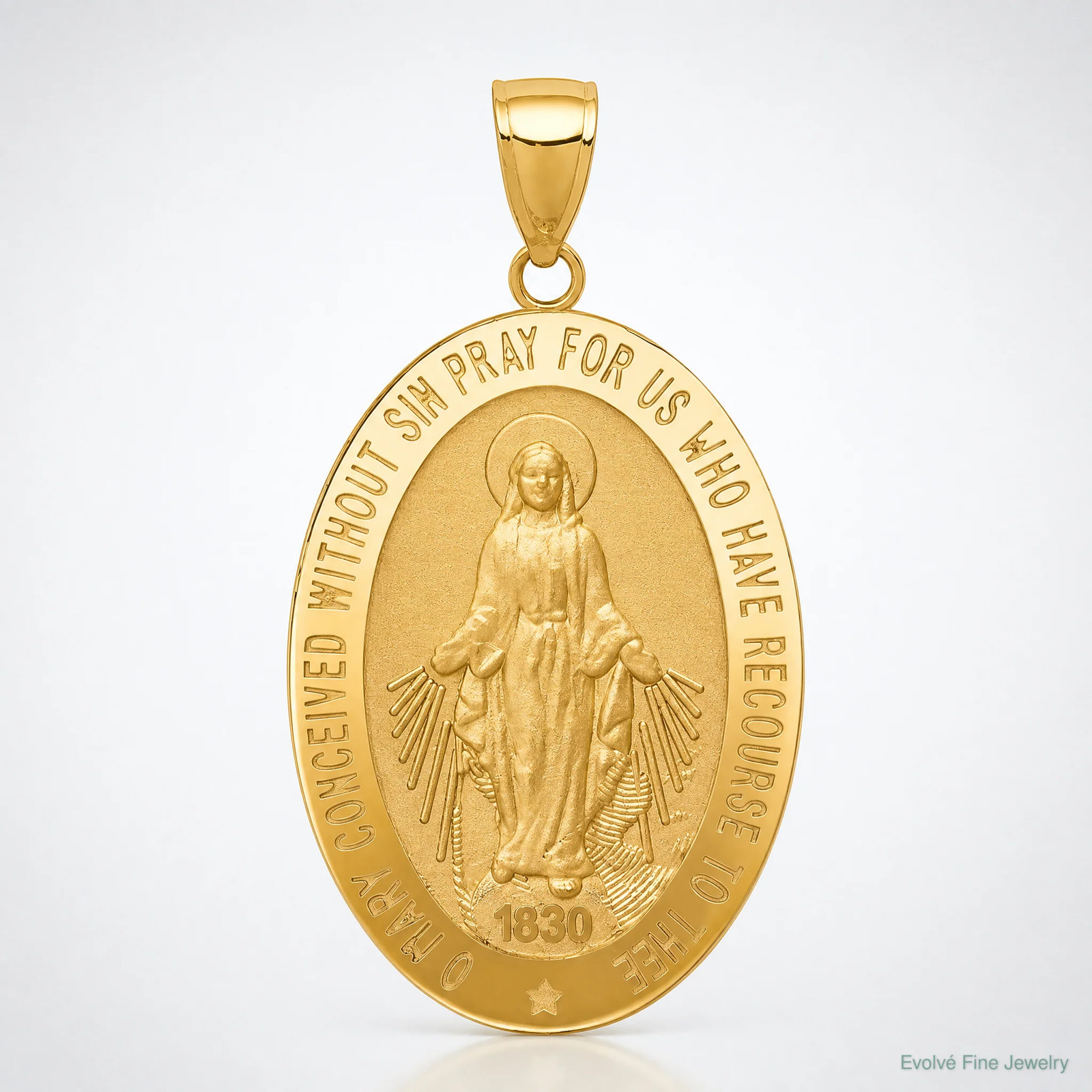 10K / 14K Yellow Gold Miraculous Medal Pendant