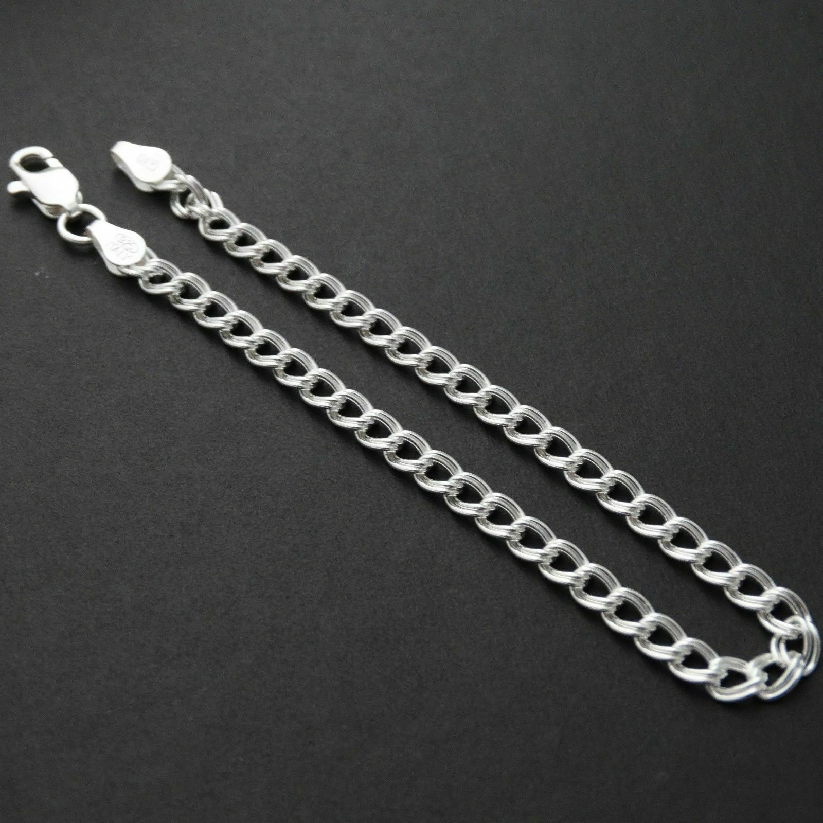 925 Sterling Silver 5MM Double Link Charm Bracelet And Anklet For Women And Men