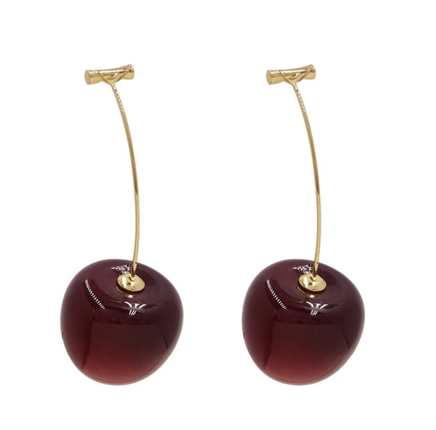 2pcs Cute Cherry Fruit Earrings Acrylic Resin Kpop Jewelry Trendy Accessories