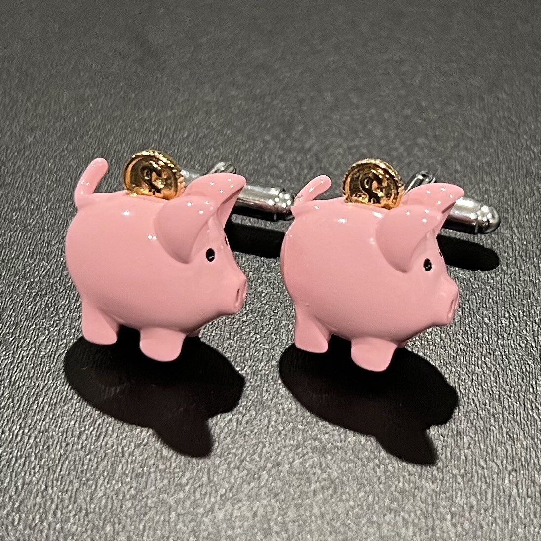 Pink Piggy Money Bank Cufflinks For Men Birthday Wedding Gift