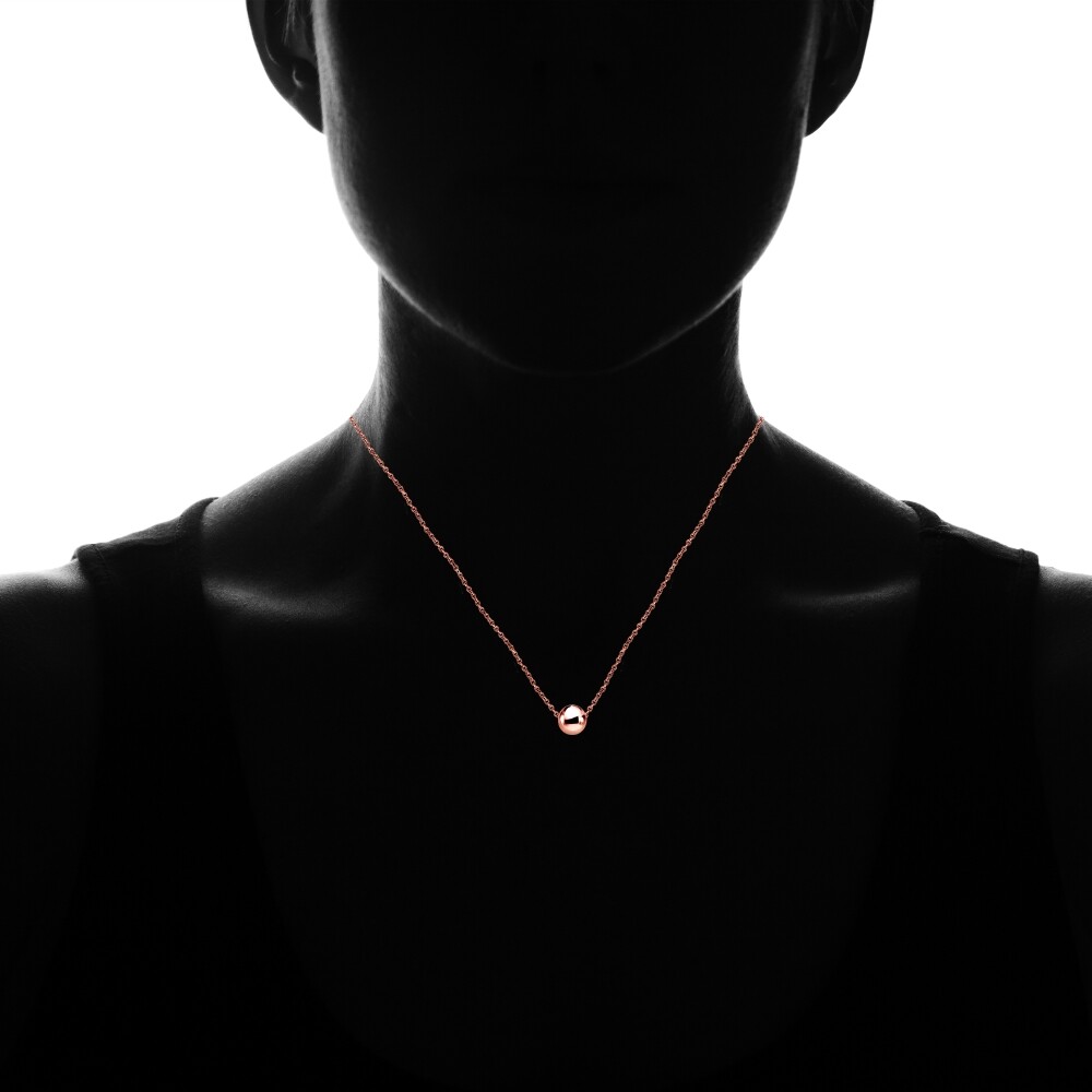 Rose Gold Flashed Sterling Silver High Polished 7mm Ball Bead Slide Necklace