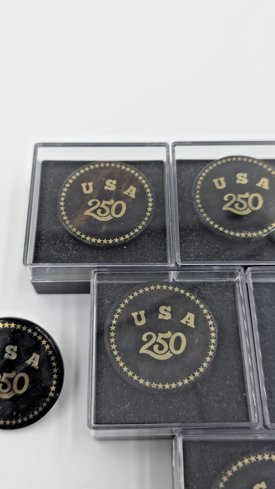 USA 250th Anniversary Obsidian Stone Pin Set OF 5 Badge 1.2″Limited Edition