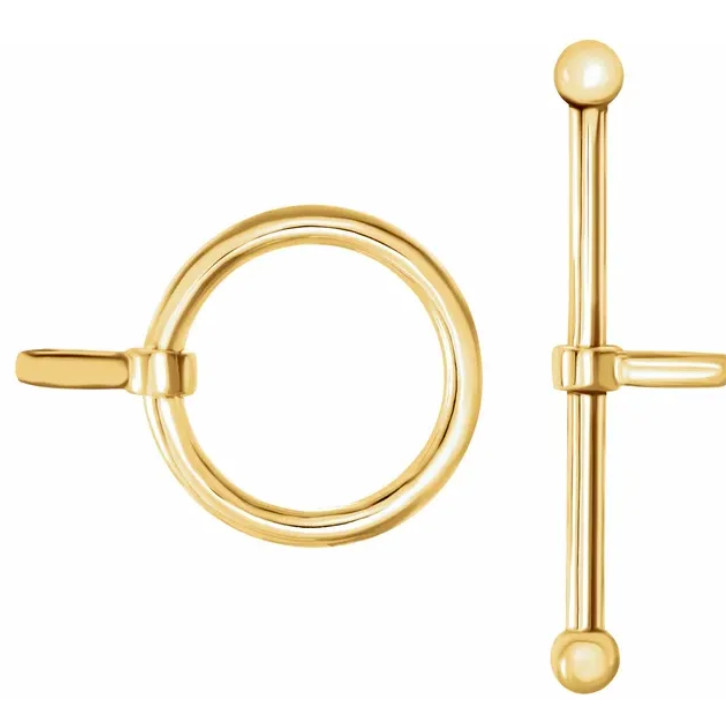 10.5mm ring 19.5mm bar SOLID 14k Yellow Gold Toggle Ball end Clasp Set USA MADE
