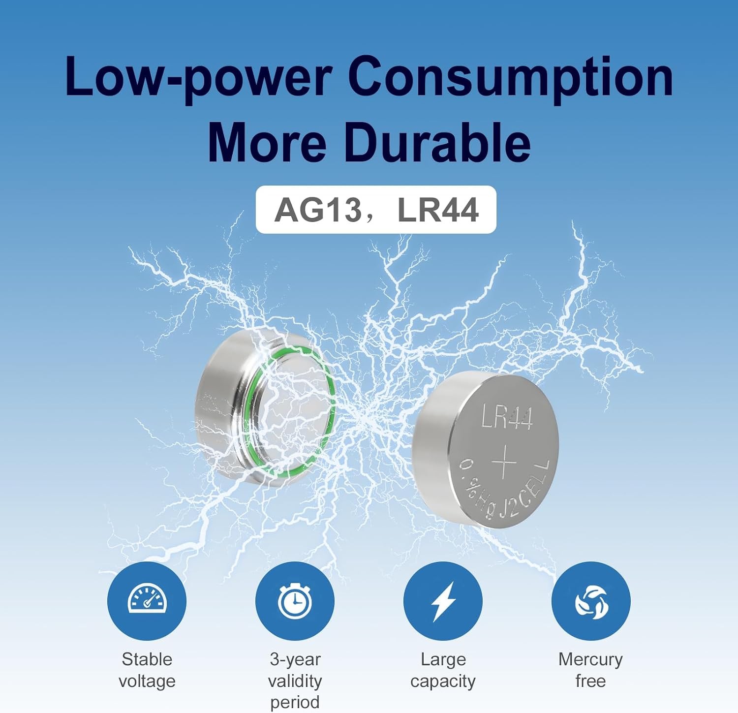 AG13 LR44 A76 L1154 1.5V Alkaline Button Coin Cell Batteries 25 Pack