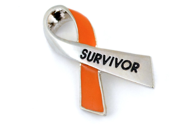 Leukemia Cancer Awareness SURVIVOR Lapel Pin Tie Tac Brooches Orange Ribbon
