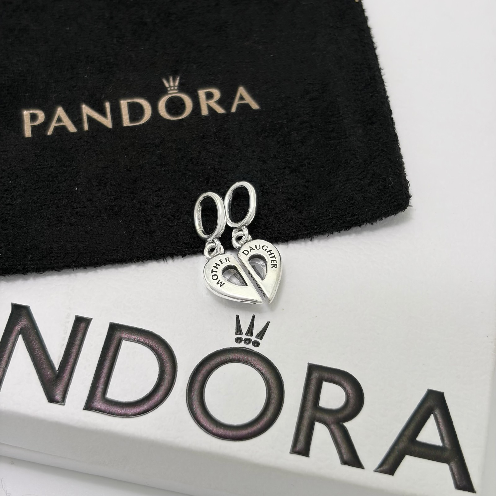 100% NEW PANDORA 925 Silver Splittable Mother & Daughter Dangle Charm, 792643C01