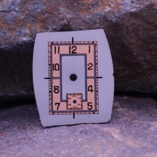 NOS SWISS ART DECO MEN’S GRAY & SALMON WRIST WATCH DIAL 20.7×23.9mm (DM)