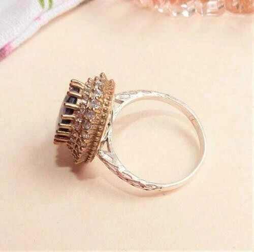 4.00 Ct Oval Cut Natural Amethyst & Diamond Wedding Ring 14K Yellow Gold
