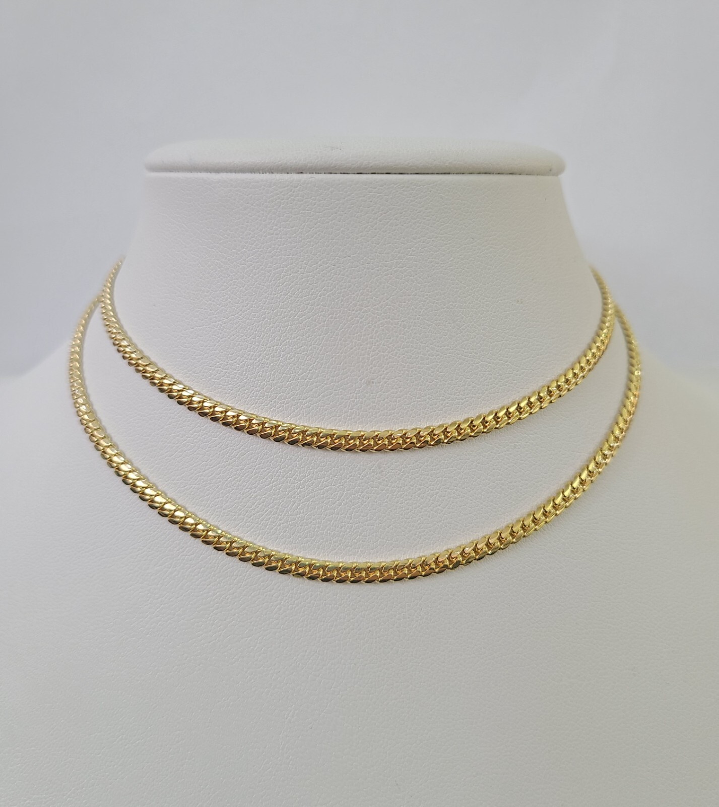 18k Solid Miami Cuban Chain Yellow Gold 3mm 18″ 20″ 22″ 24″ Inches Necklace Real