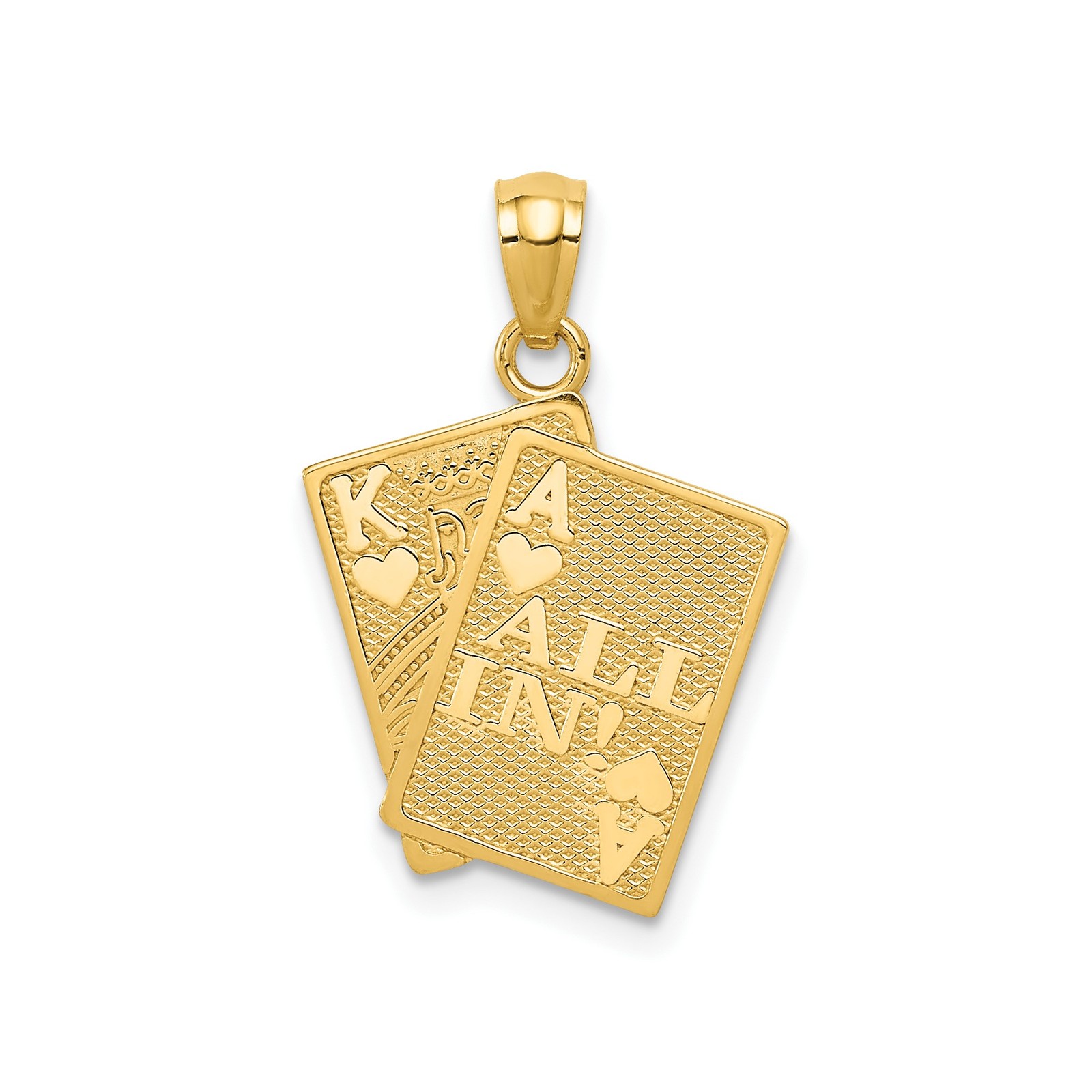 14k Yellow Gold Solid Poker Card Pendant Charm Polished 22.5mm