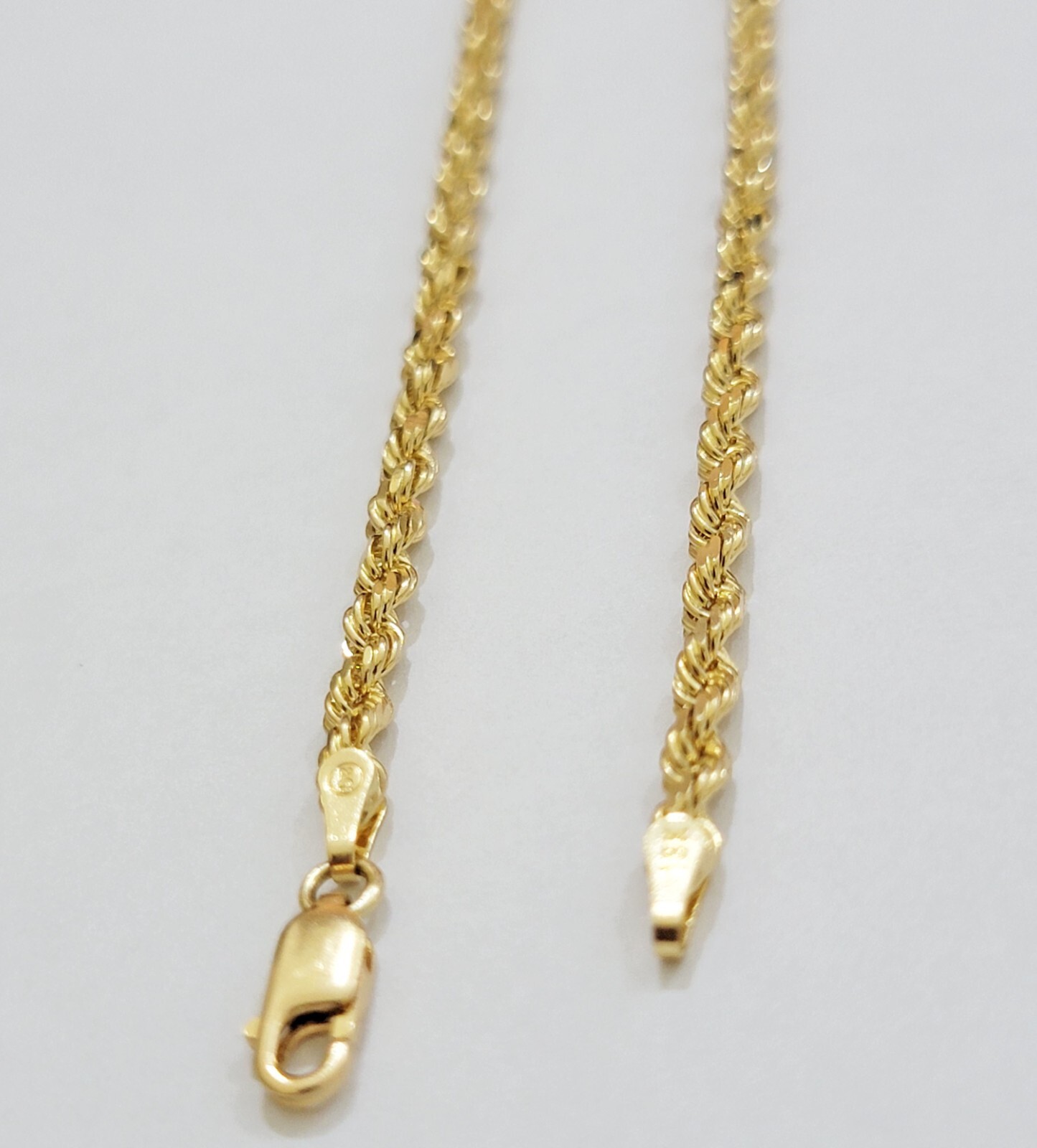 Solid 18k Yellow Gold Necklace Rope Chain 3mm 24” Inch Real 18kt Men Women SALE
