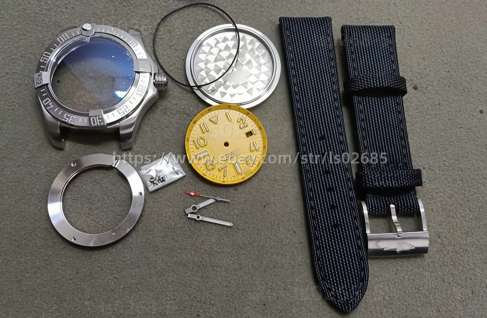 44mm Watch Case + Dial + Hands + Watch Strap DIY Kit for 2824 2130 pt5000