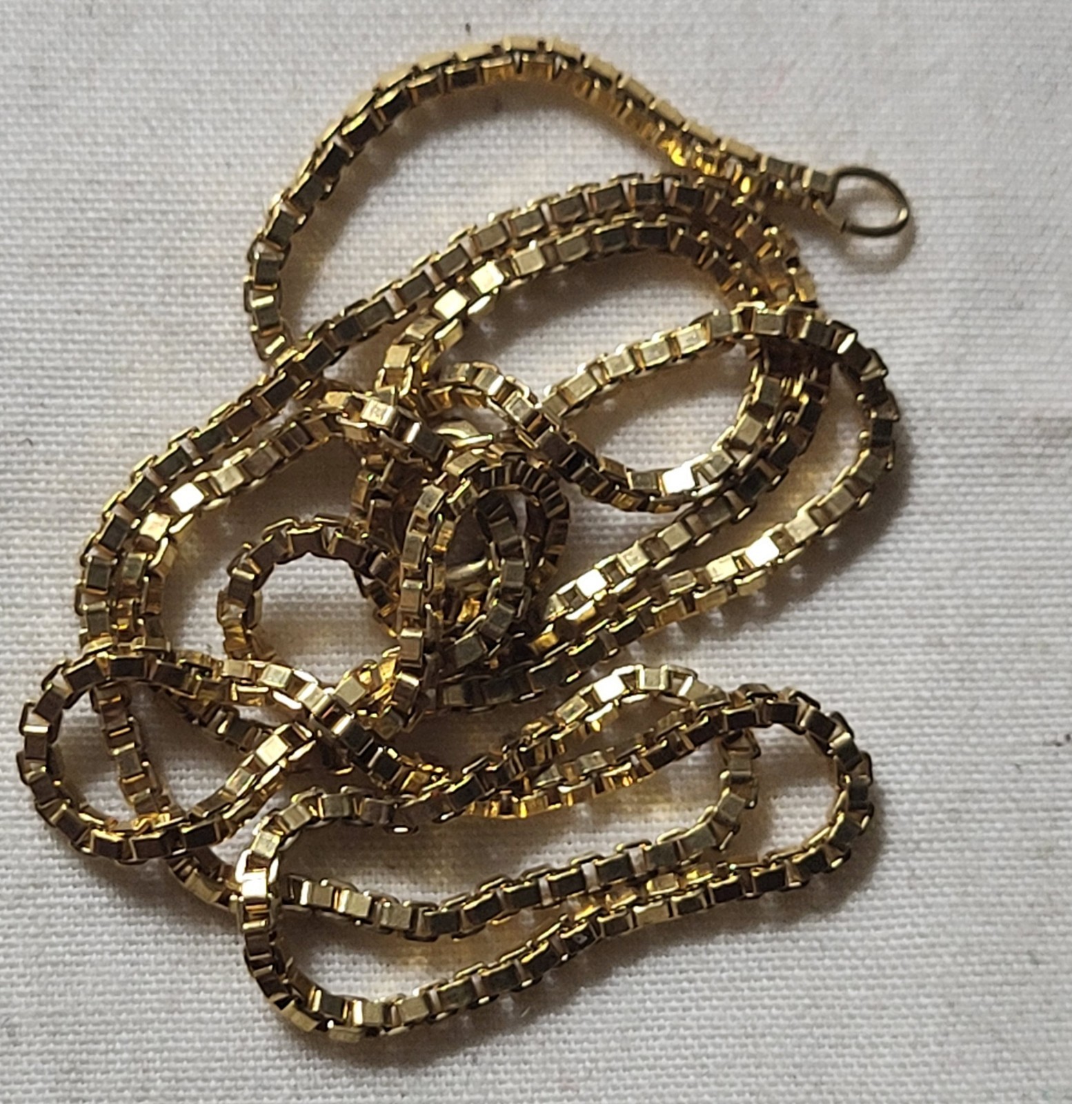 Vintage New Old Stock 14k Yellow Gold Filled Necklace 20″ Box Chain 2.5mm 5gr