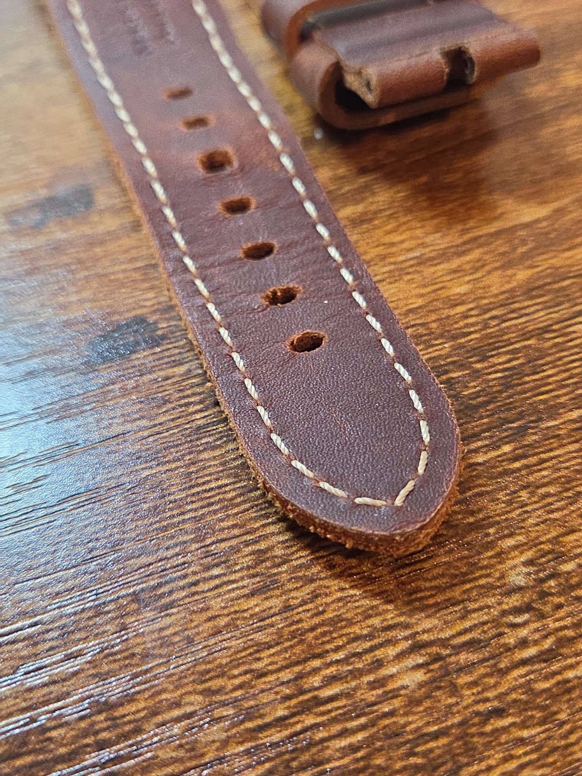 Panerai 24/22mm OEM Ponte Vecchio Brown Raw Cut Leather Strap for Tang Buckle