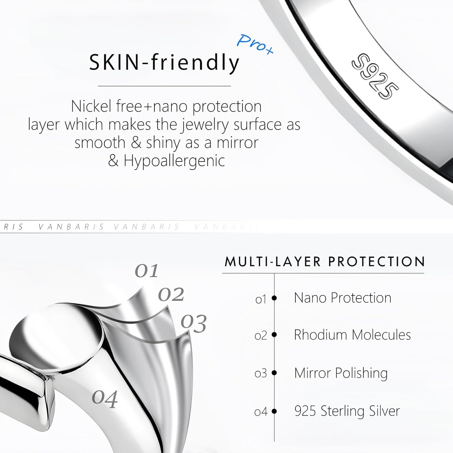 3 Pcs 925 Sterling Silver Necklace Extender Silver Chain Extenders for Necklaces