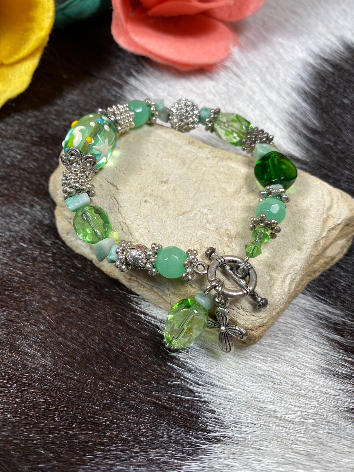 Colorful Bracelets Wholesale Lot of 12 Multi Color Angel Beaded Toggle Bracelet