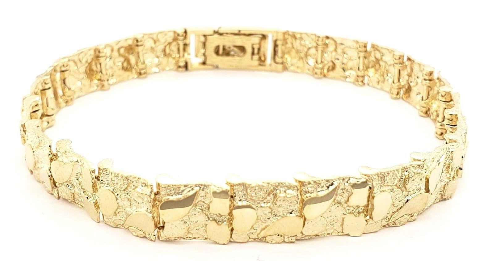 14k Yellow Gold Nugget Bracelet Adjustable 8.5″-9″ 9.5mm 28.5 grams