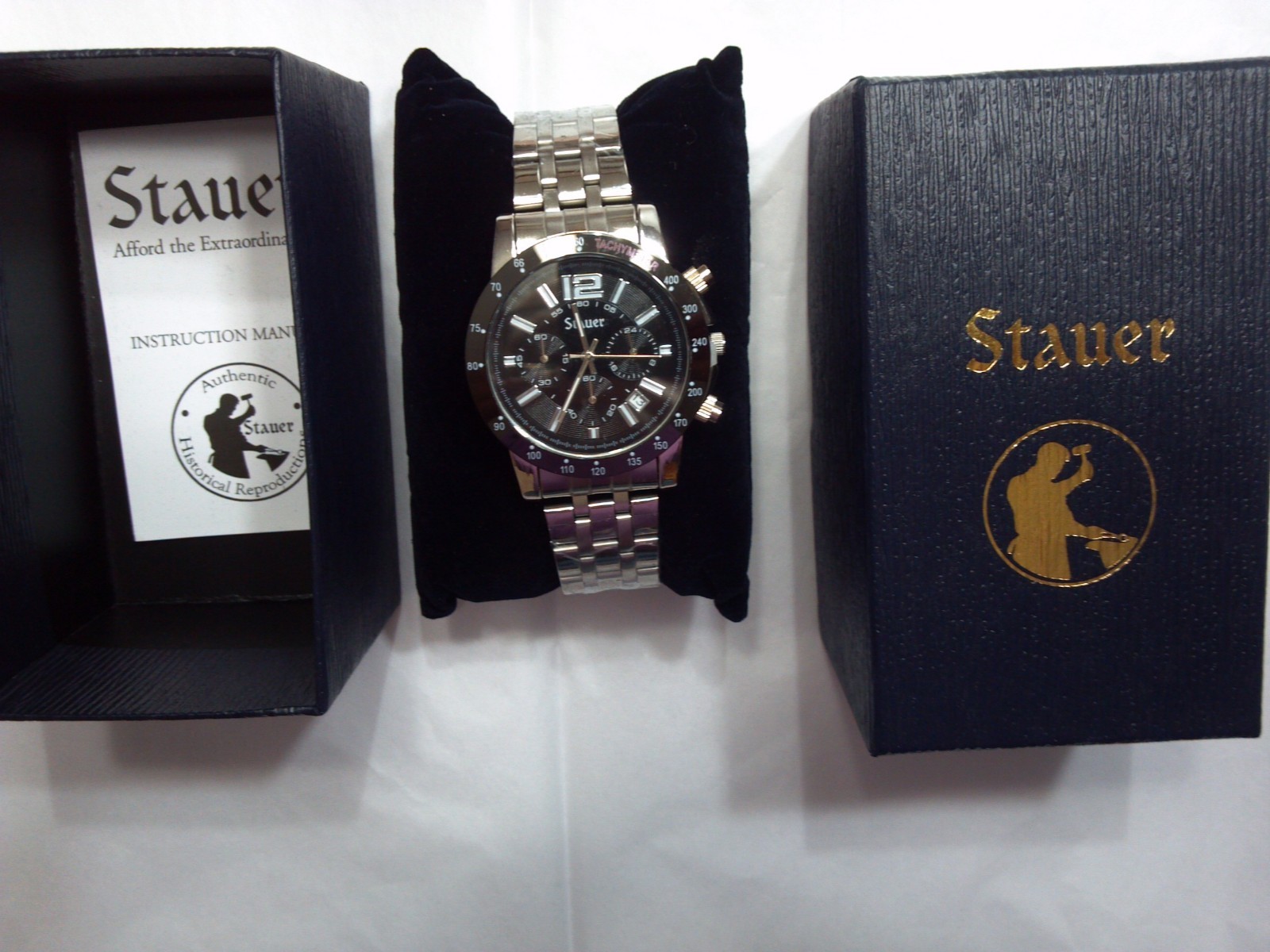 “STAUER” Precision Chronograph Watch, 3 ATM, Fits 7-9in Wrist, Stainless Steel