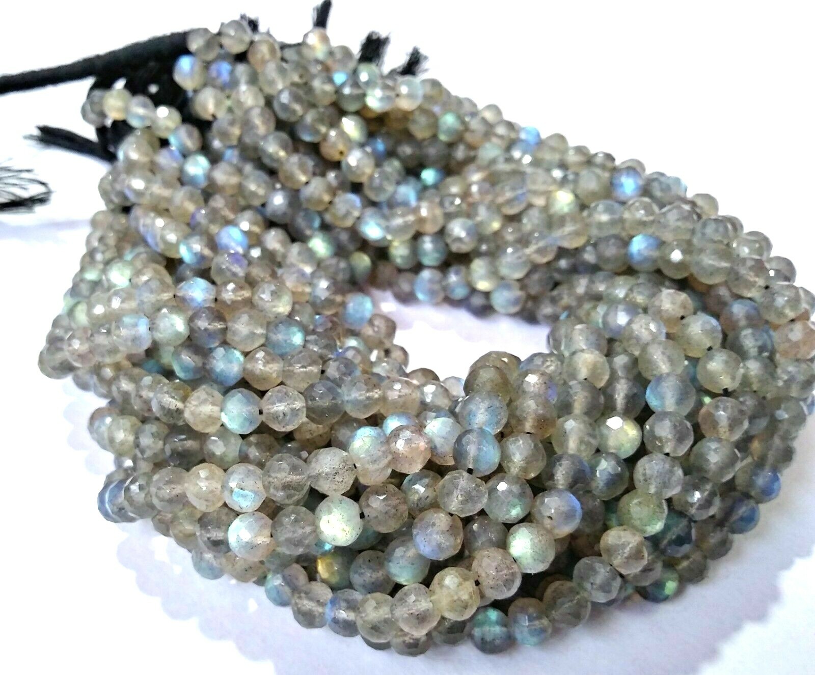 5 Strand Natural Labradorite Round Faceted 5-5.5mm Gemstone Loose Beads 10″inch