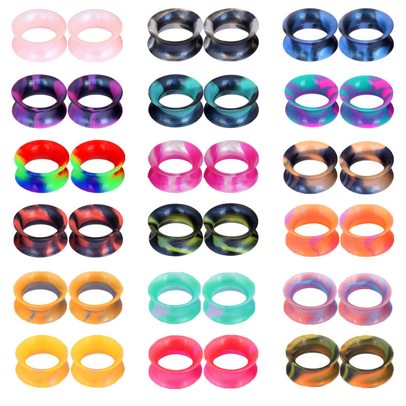 36pcs Soft Silicone Earskin Tunnels Plugs Pearl Powder Color Ear Gauges 2g-3/4″
