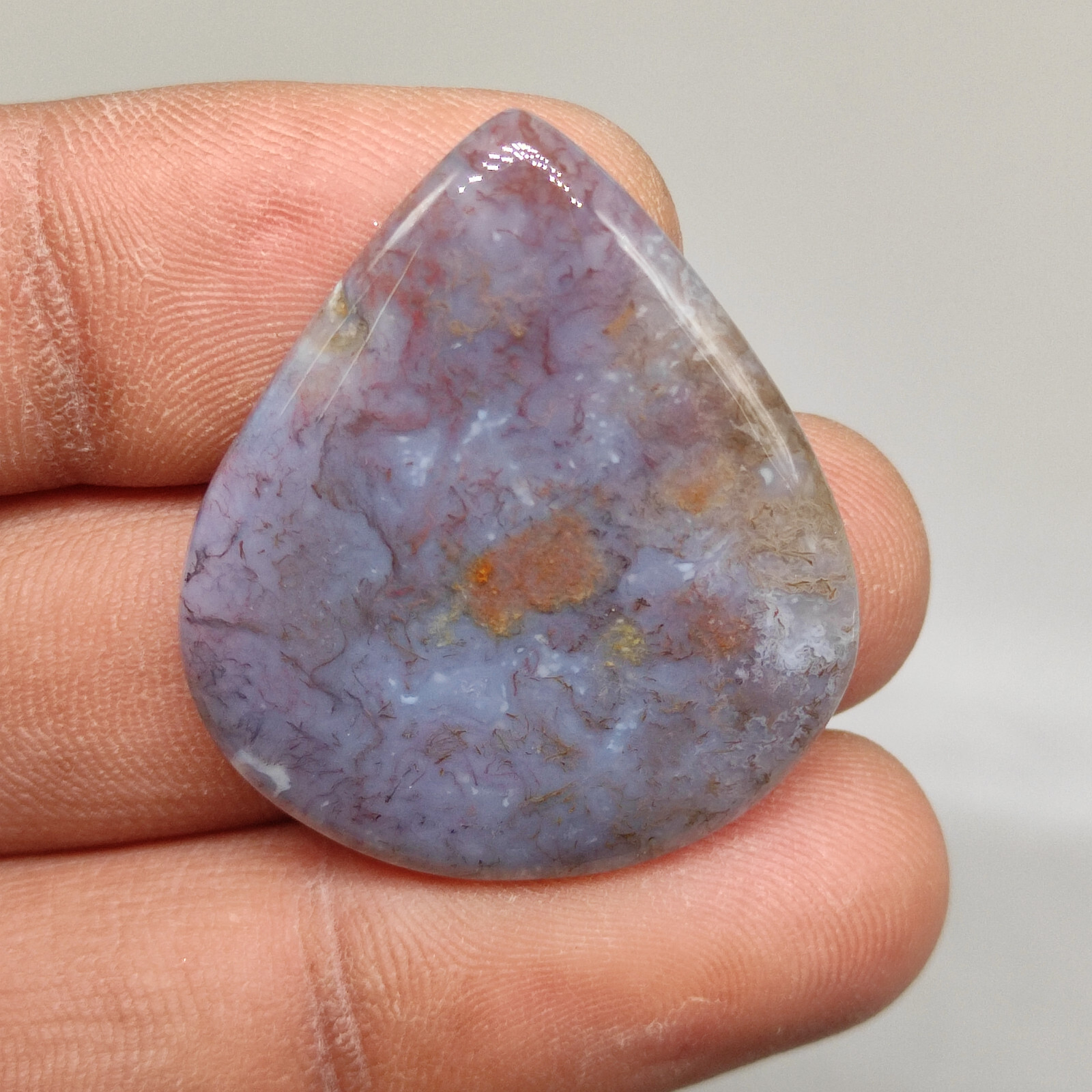 100% Natural red moss agate flatback cabochon moss agate translucent stone G5927