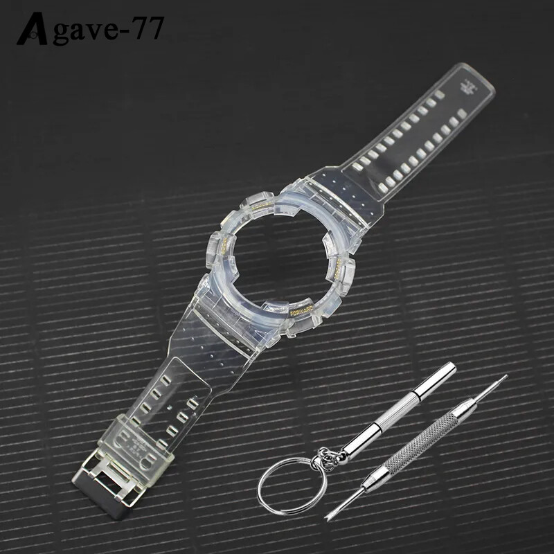 Transparent Waterproof Watch Band +Case Cover For Casio G-Shock GA-100/GA-110