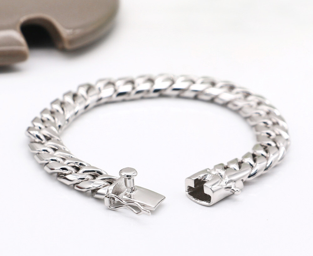 925 Solid Sterling Silver Men’s Miami Cuban Link Chain Bracelet 10mm ALL SIZE