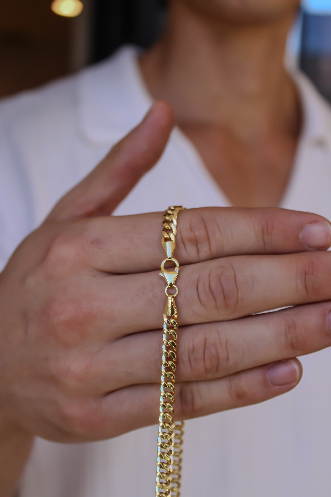 14k SOLID Gold Miami Cuban Curb Link 5mm Chain Necklace 22″, Unisex Adult 585