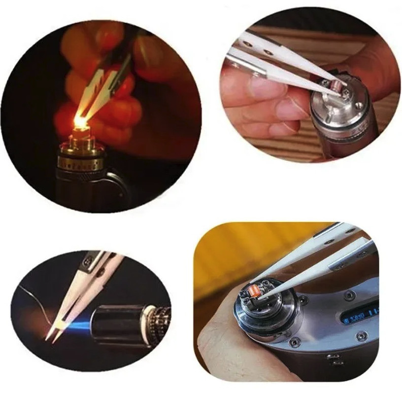3pcs Ceramic Tip Soldering Tweezers Anti-Static Precision Electronic Tool Set