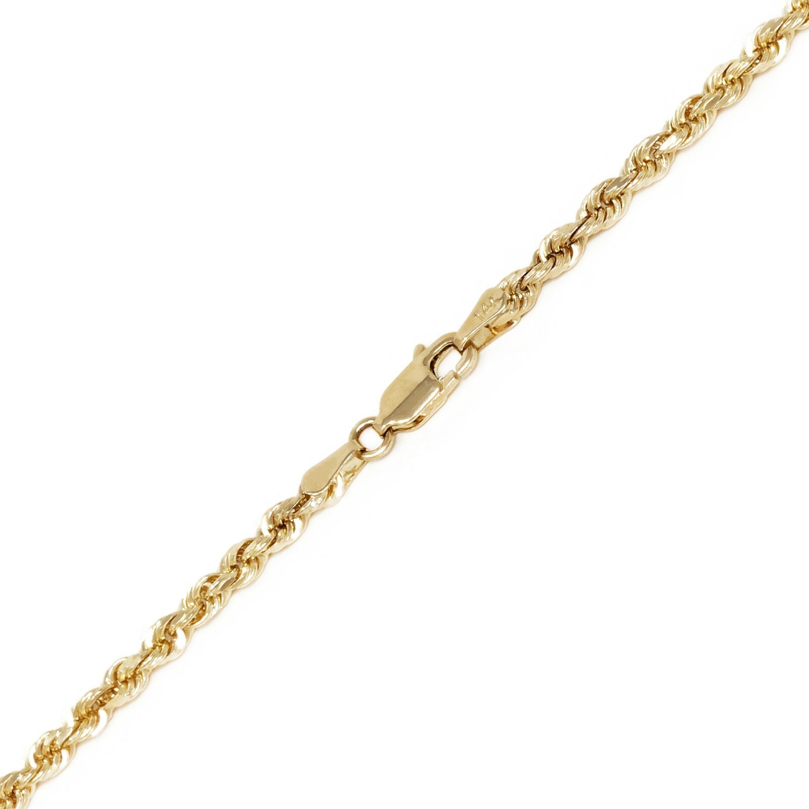 14k Yellow Gold Solid Diamond Cut Rope Chain Necklace 20″ 3mm 16.3 grams