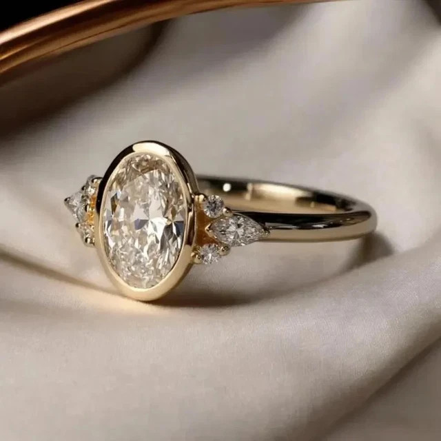 2 Ct Oval Cut Lab-Created Diamond Wedding Ring 14K Yellow Gold Finish
