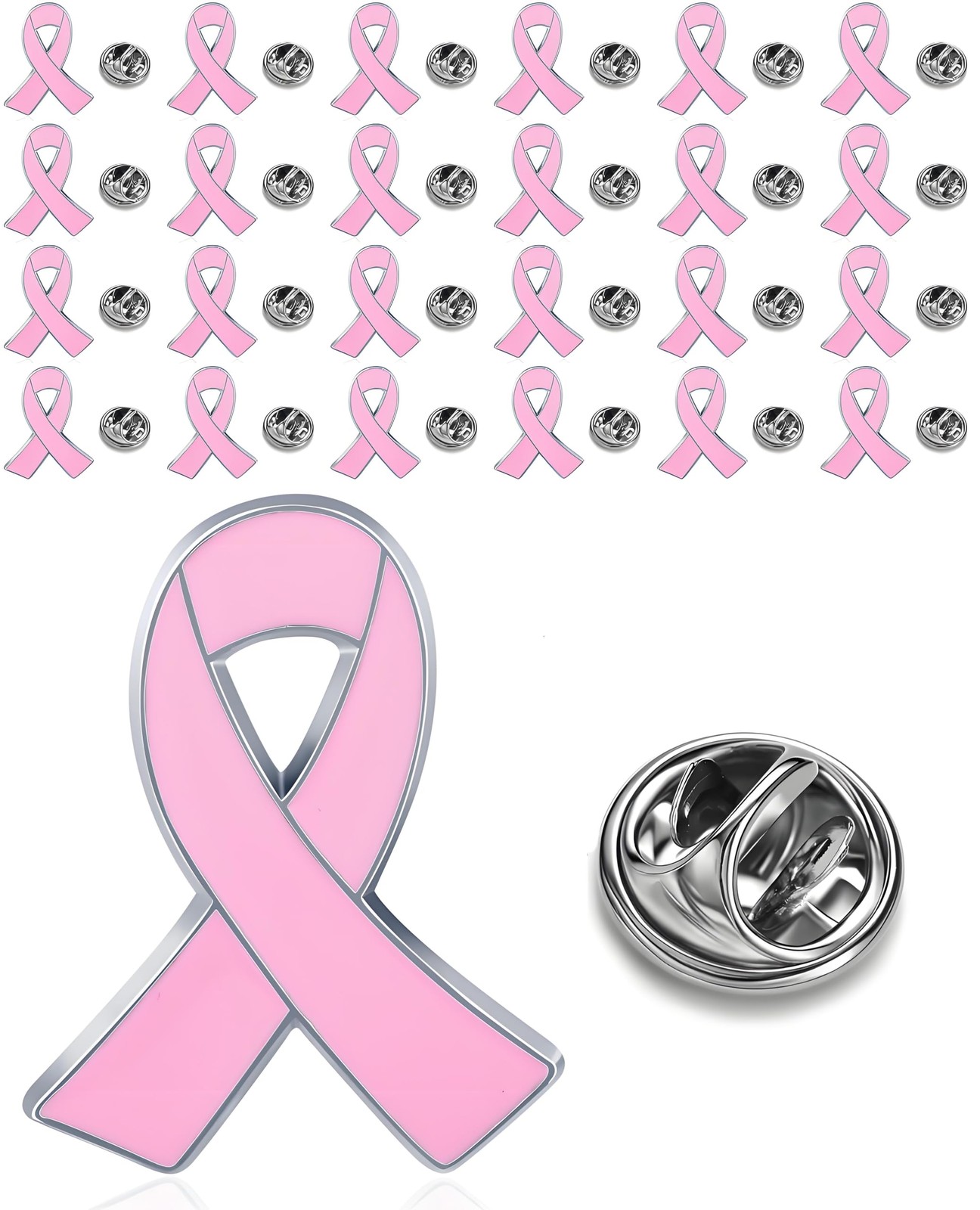25/50/100/200 pieces pink ribbon pins breast cancer awareness enamel lapel pin f