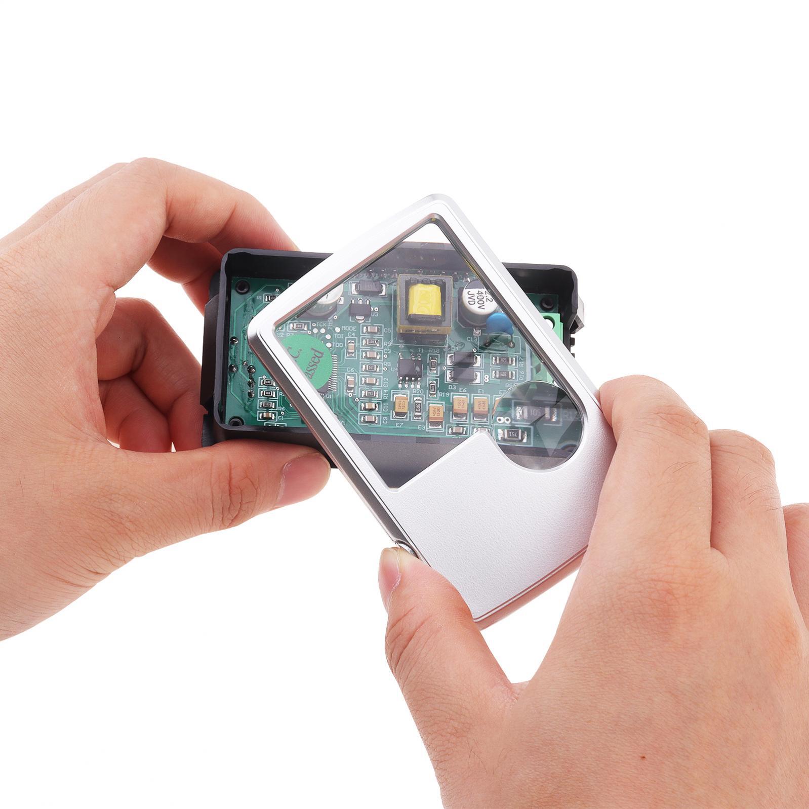2 Pack Magnifier, 3X 6X Pocket Magnifying Glass with Light, Card Type Magnifying
