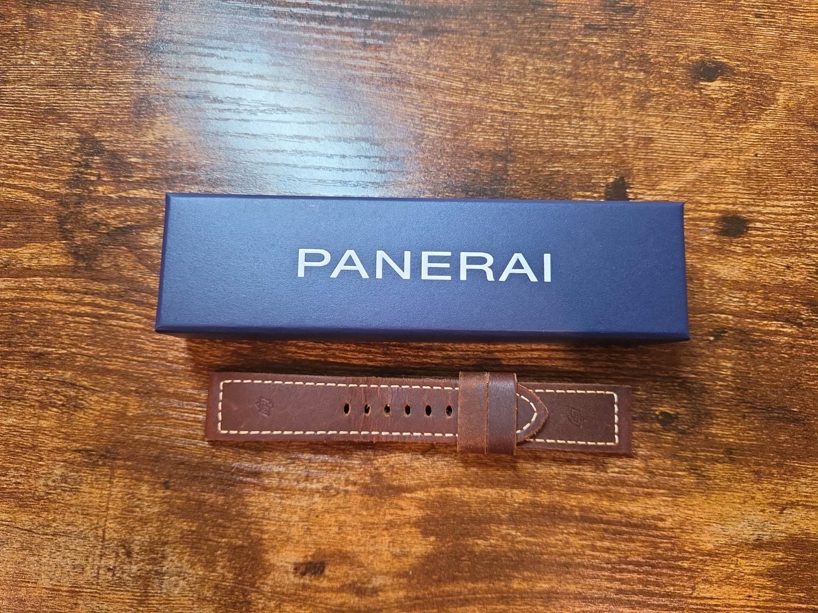 Panerai 24/22mm OEM Ponte Vecchio Brown Raw Cut Leather Strap for Tang Buckle