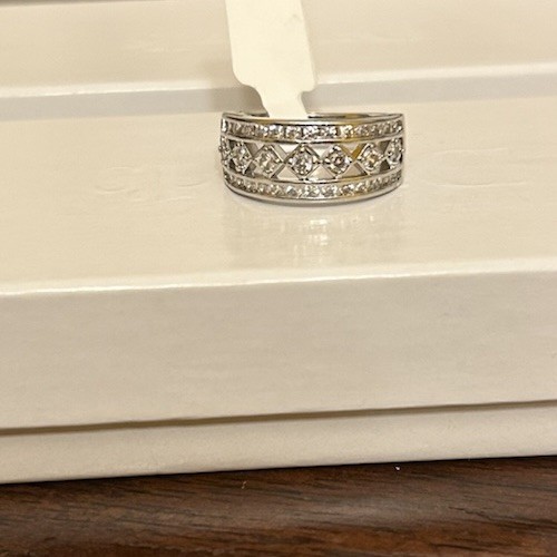 Size 7 Half Eternity Band Diamond CZ Silver Tone No Mark